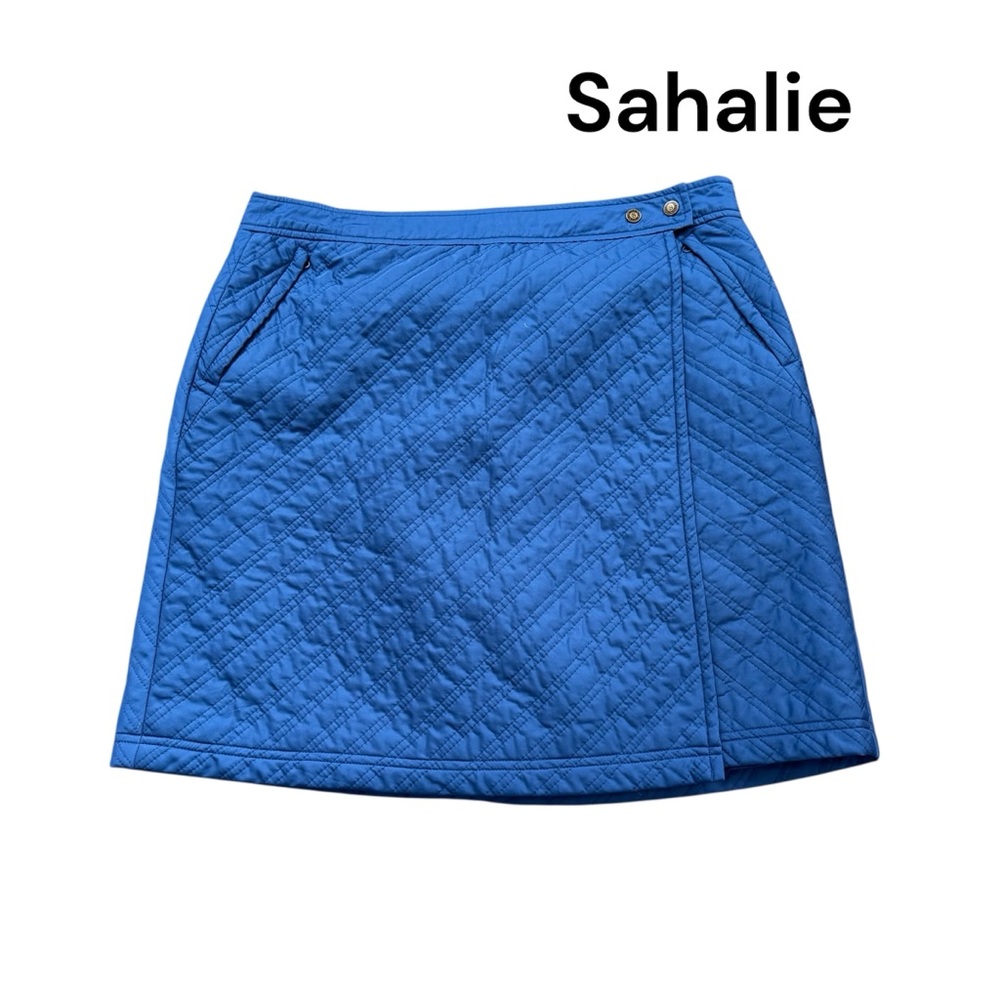 Sahalie Adjustable Waist Insulated Puffer Skirt With Pockets Sz XL Royal Blue